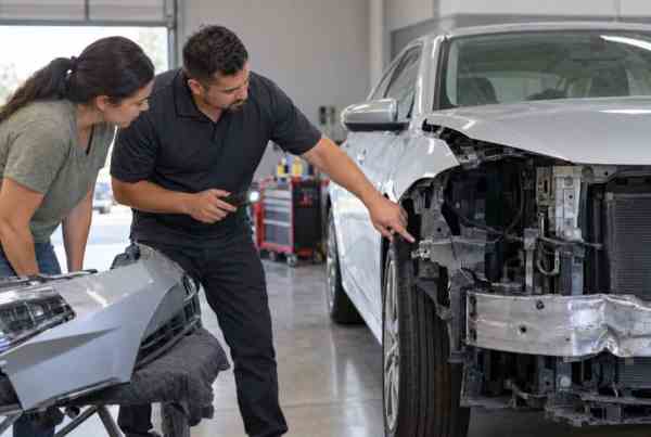 Collision Repair Supplement Process in San Antonio: Estimate to Bill 4 Collision estimator showing a car owner hidden damage found behind a removed bumper during a repair supplement inspection